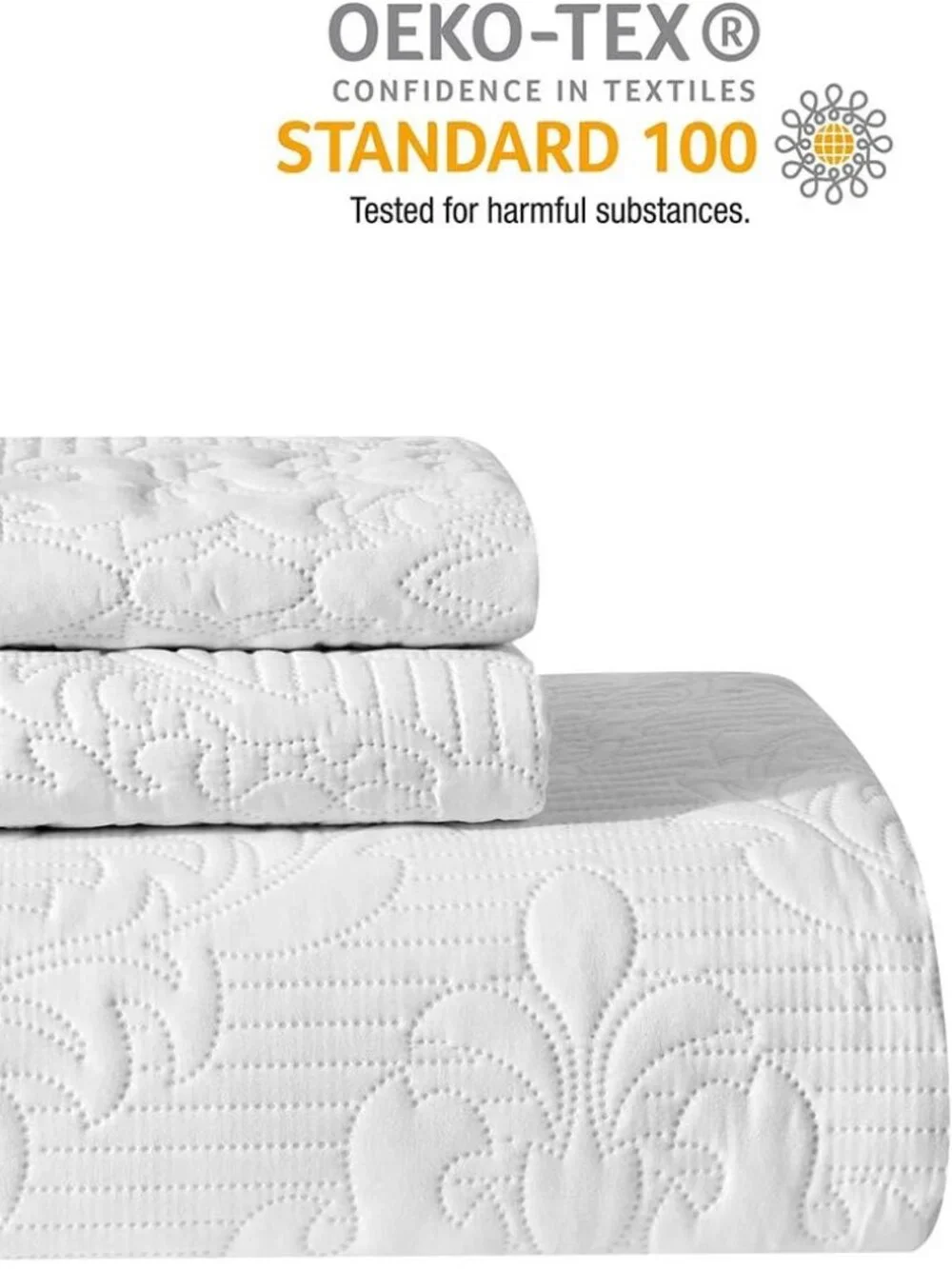 White Ultrasonic Lightweight Queen King 3-Piece Quilt Set